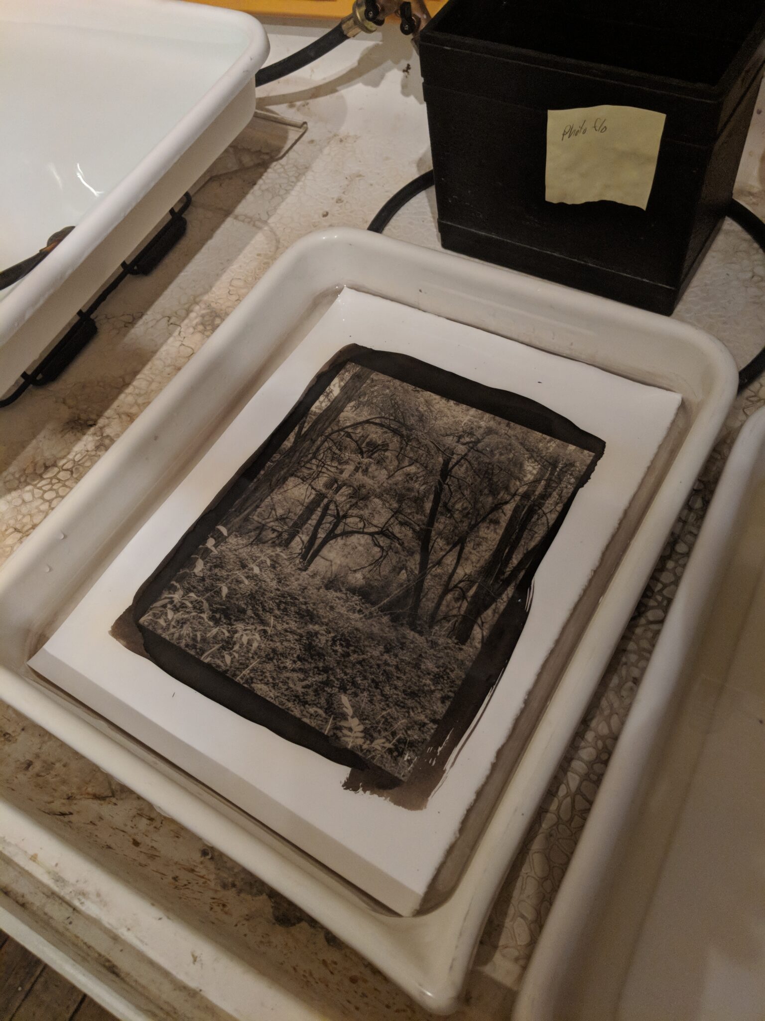 Photographs of platinum prints being made in the darkroom at the Richmond Art Collective.